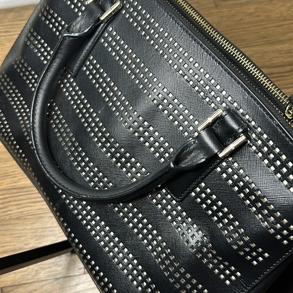 Tory Burch Robinson Double Zip Black Saffiano Leather Crossbody Handbag Purse - Picture 4 of 15